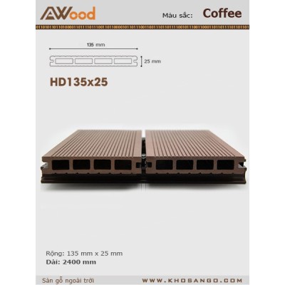 Sàn gỗ AWood HD135x25 coffee