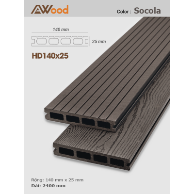 Sàn gỗ AWood HD140x25-4 Socola