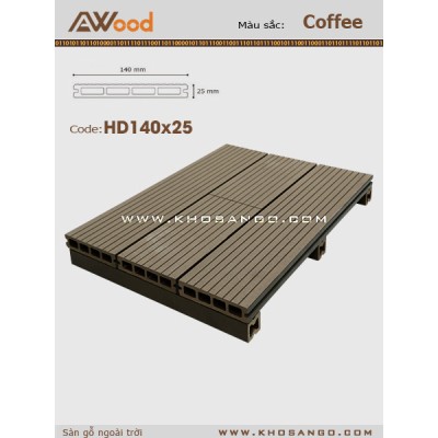 Sàn gỗ AWood HD140x25-4 Coffee