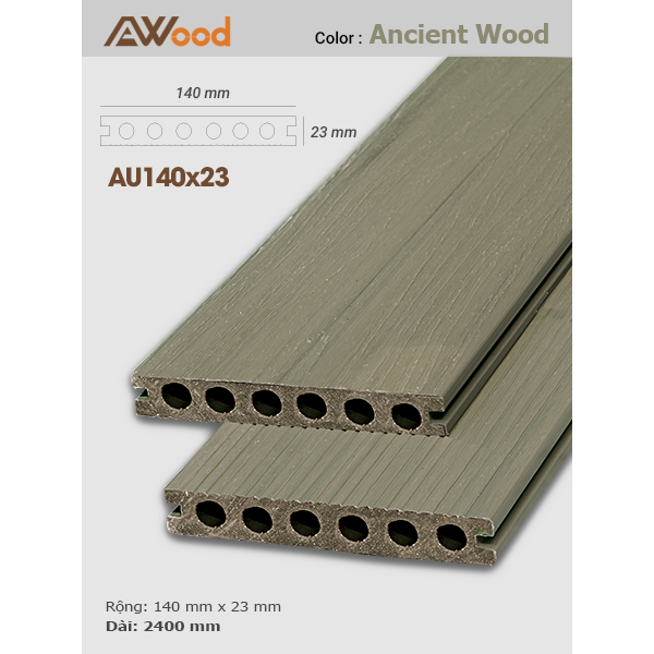 Sàn gỗ AWood AU140x23 Teak M