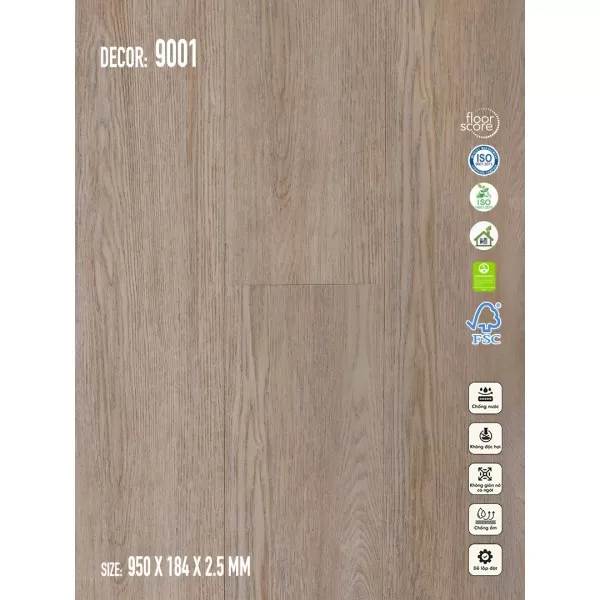 Sàn nhựa Galaxy Vân Gỗ 9001